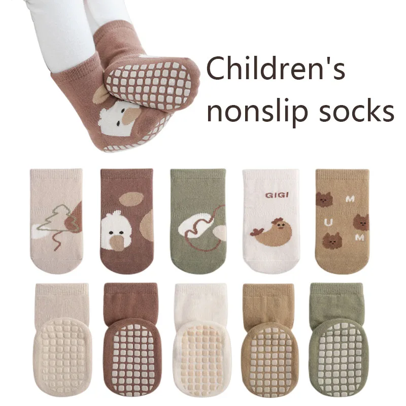 

Autumn and Winter Baby Floor Socks Cartoon Non-slip, Rubber Sole, Toddler Socks, Indoor, Children's Tube Cotton Socks 1/ 5 Pairs