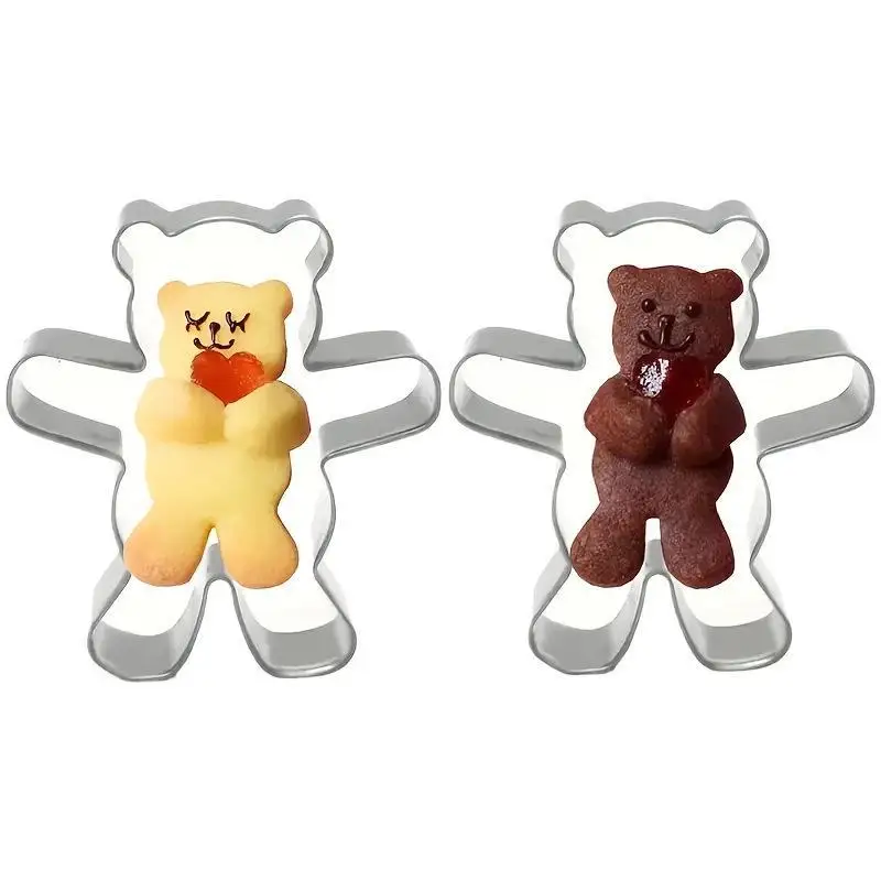 Cute Bear Cookie Cutters Stainless Steel Baking Festive Biscuits Molds - Suitable For Christmas Cake Pastry Dessert Cookie Tool