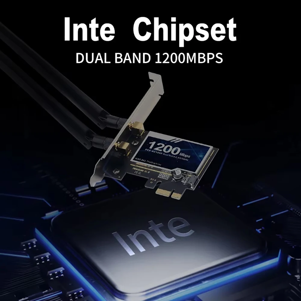 Kebidumei AC1200 WiFi アダプタ Bluetooth デュアルバンド 2.4GHZ/5Ghz PCI Express ワイヤレスネットワークカードデスクトップ用 Windows 7/10/11