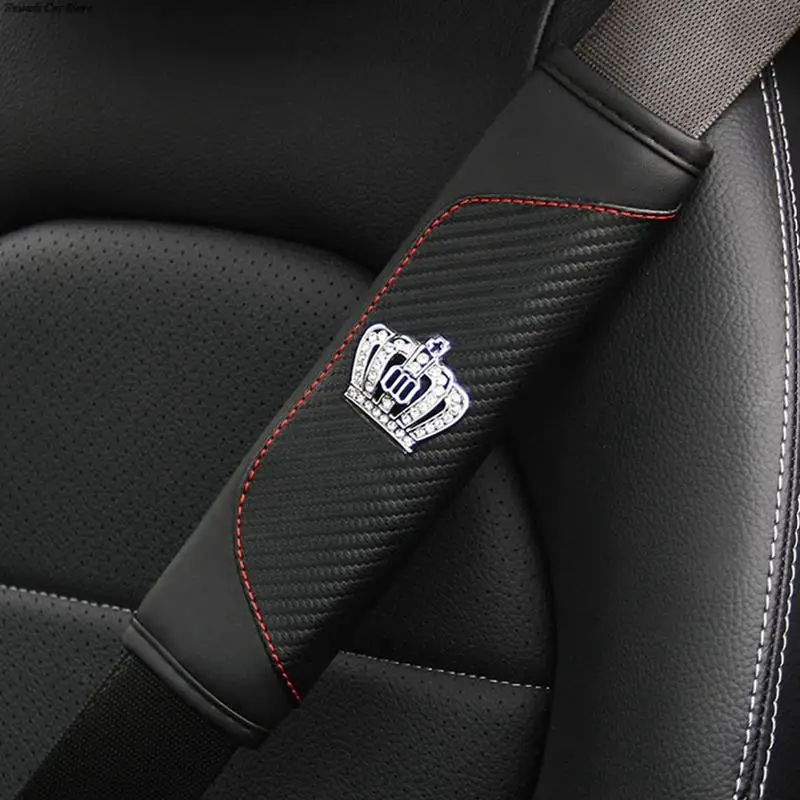 

Carbon Fiber Leather Seat Belt Shoulder Cover Business Car Interior Decoration Children Sleeping Mat RV Auto Soft Mats 6.5X23cm