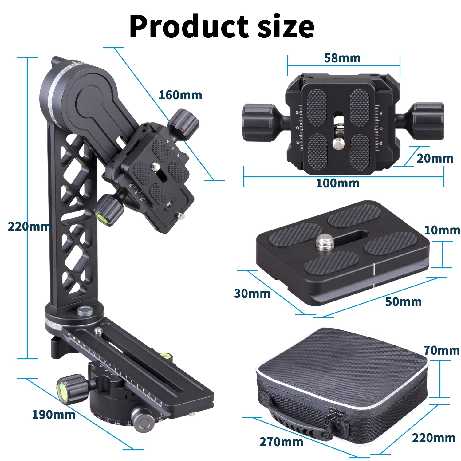 عالية الجودة كرة ثلاثية صغيرة رئيس Kinfuto المهنية 720 درجة كاميرا ذات محورين Gimbal رئيس PAN08 #4