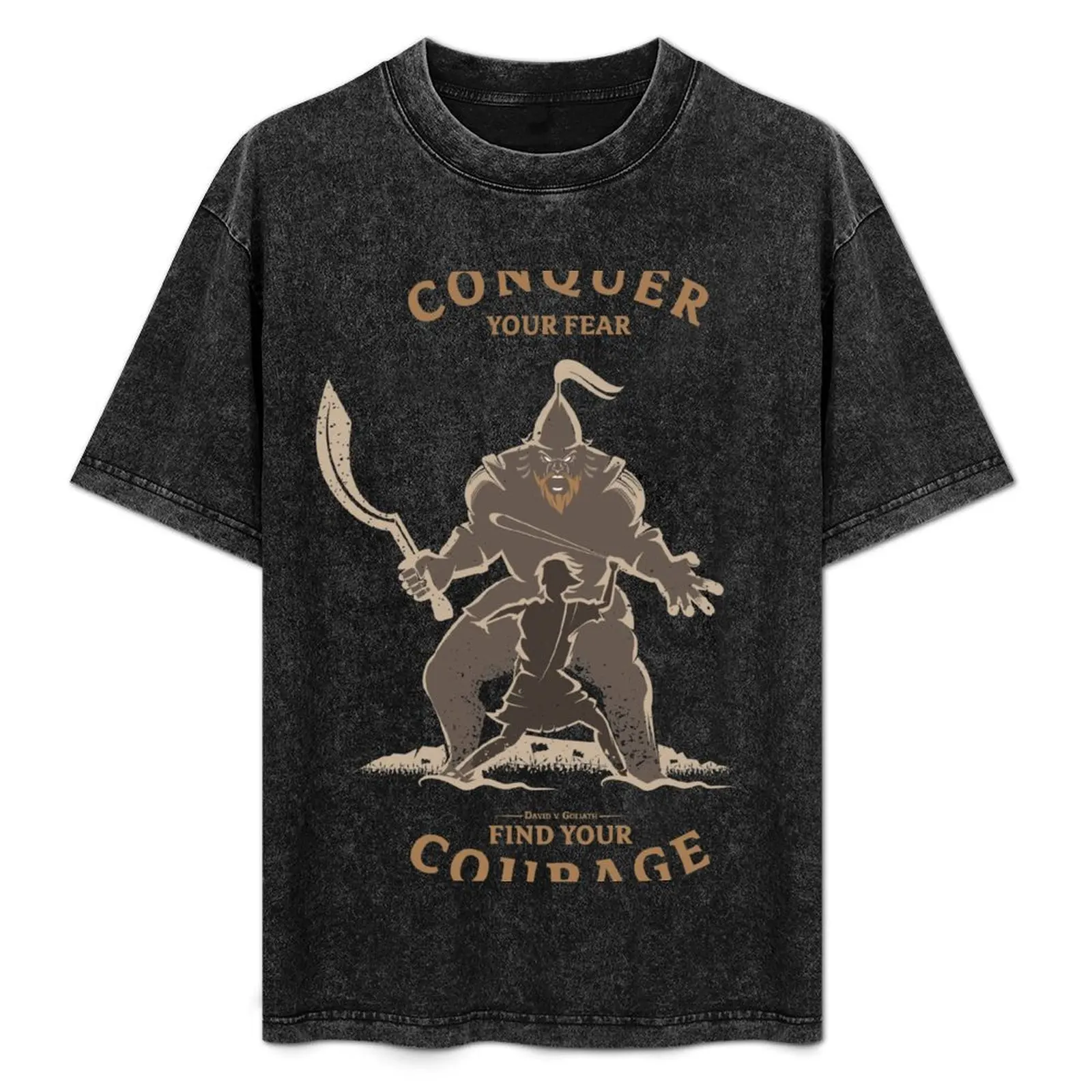 

David and Goliath, Conquer your Fear T-Shirt Basic Plain Short Sleeve Crew Neck Tee