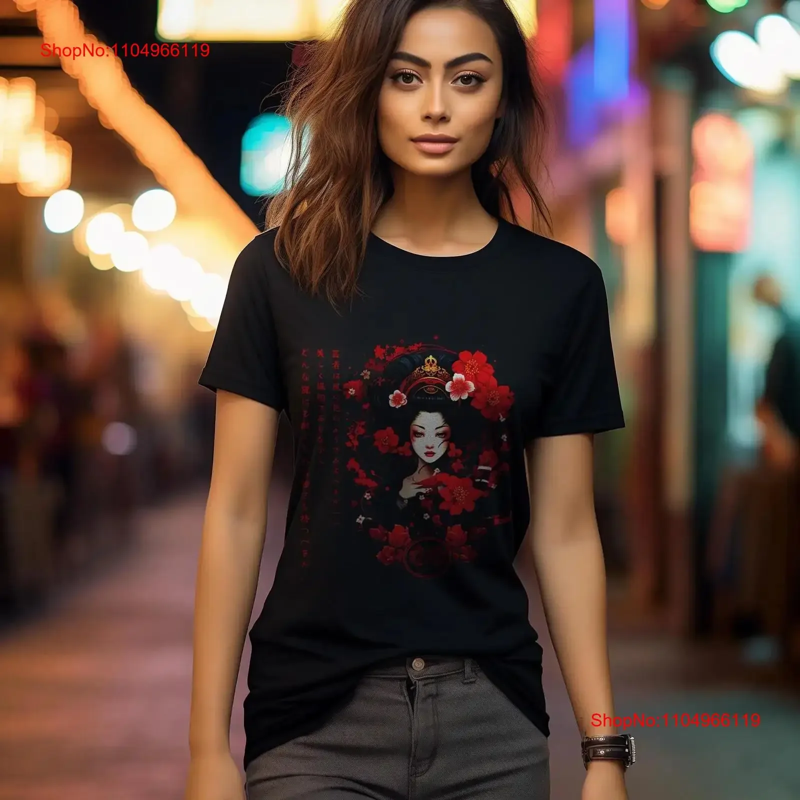 Geisha V 2 0 Camiseta Cultura japonesa Belleza apasionada Ropa armoniosa vintage Lavado Estirado Ropa de diseñador elegante