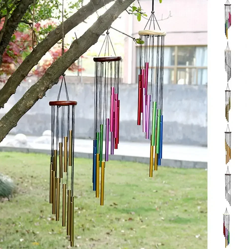 

Unique Wind Chime Exquisite Eye-catching Hanging Windbell Crisp Sound Decorative 12 Aluminum Tubes Hanging Ornament Home Decor