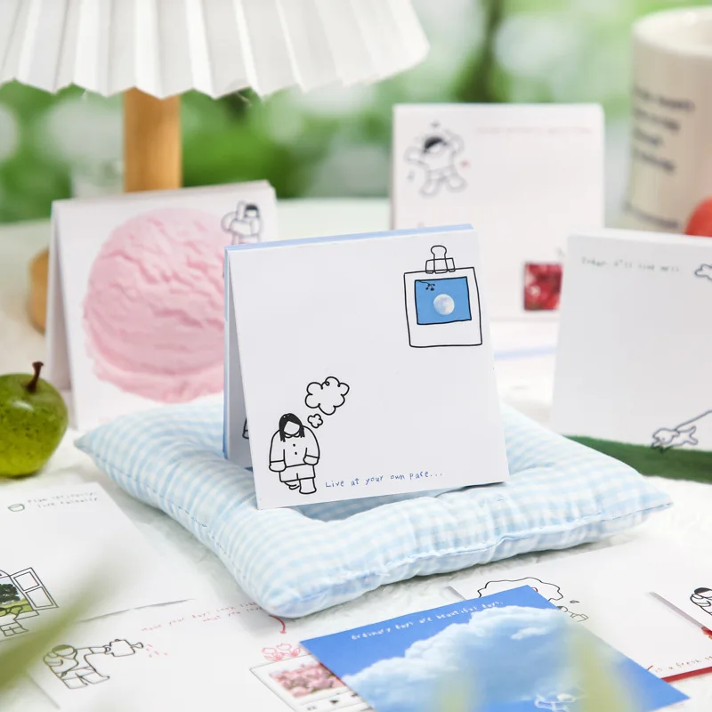 60Pcs Writing Paper Memo Pad Life in Strokes Series Double‑Sided Design Notepad Journal Scrapbook Note Paper