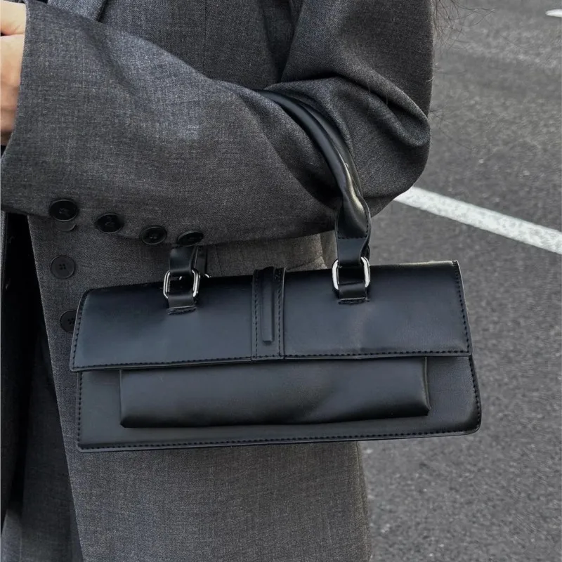 

JIAERDI Retro Harajuku Black Handbag Women Leather Large Capacity Boston Pillow Bag Ladies Fashion High End Luxury Crossbody Bag