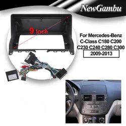 NewGambu 9 inch Car Fascia Frame For Mercedes-Benz C-Class C180 C200 C230 C240 C280 C300 2009- 2013 Cable Canbus Screen Android
