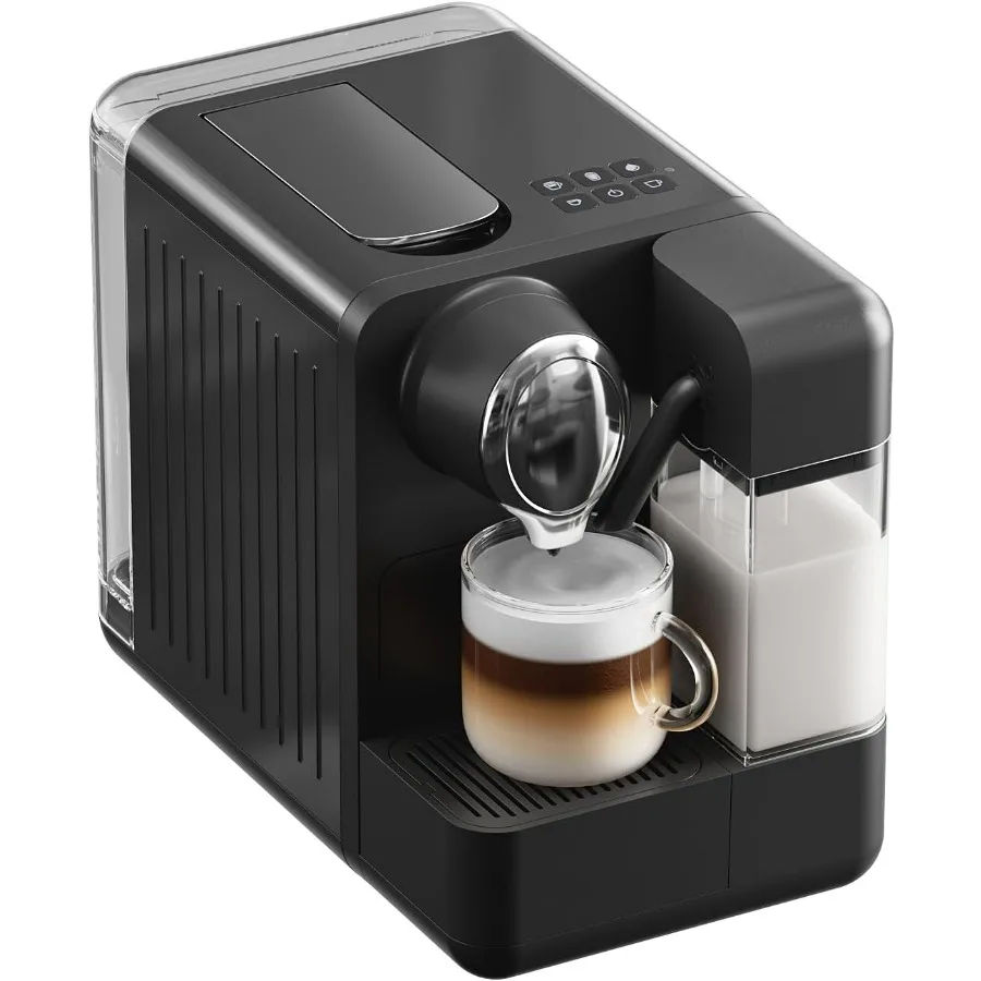 Espresso Machine with Integrated Automatic Milk Frother - Single-Serve Coffee Maker Capsule Compatible, One Touch Latte & Cappuc
