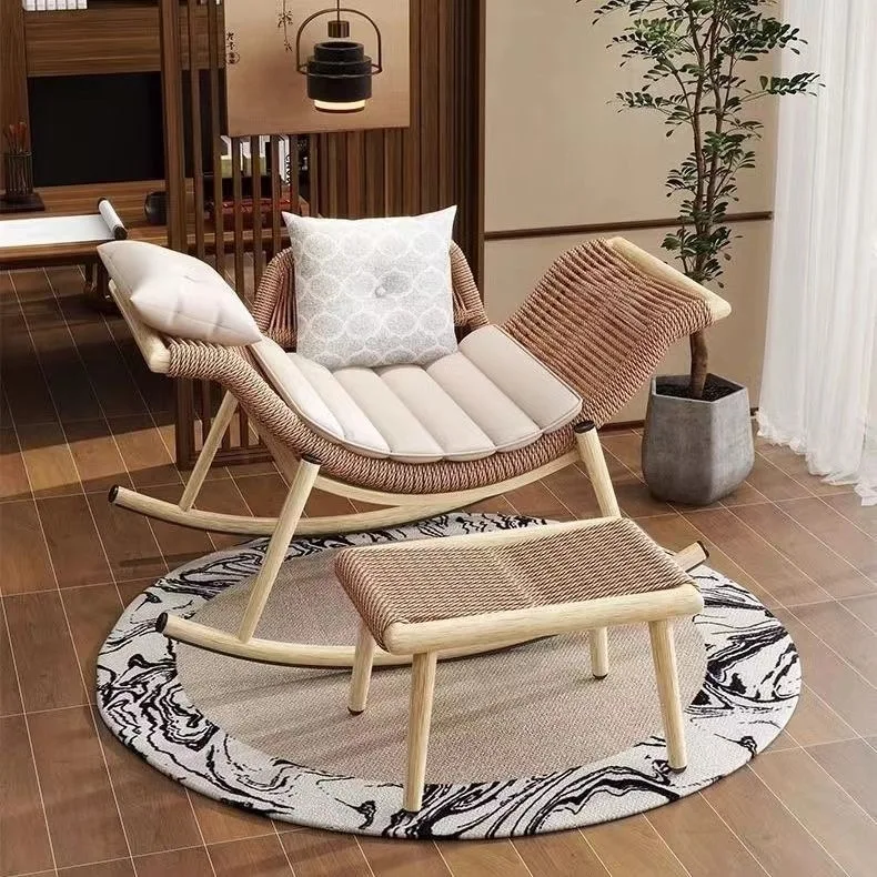 Outdoor rocking chair Lazy reclining chair Balcony lunch break sofa Color rocking chair