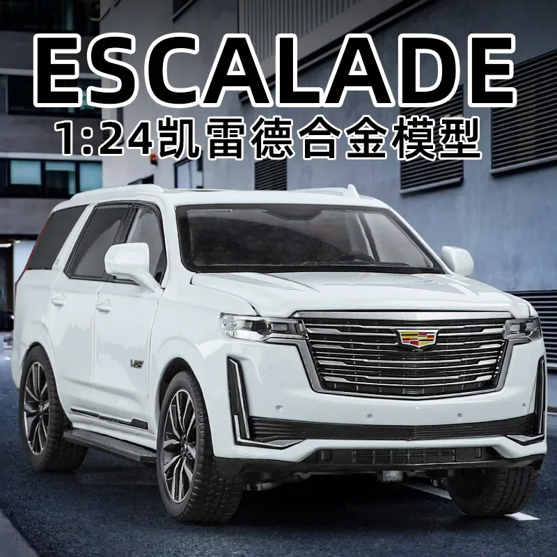 1:24 Cadillac Escalade SUV Alloy Car Diecast Metal Model Sound & Light Desktop Collection Decorative Gift Boys Display Ornament