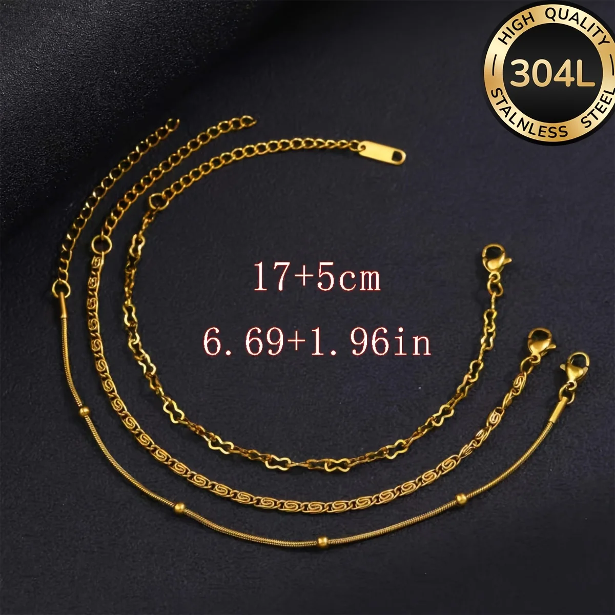 3-Piece Elegant Stainless Steel 18K Gold-Plated Bracelet Set for Women - Simple and Chic Stackable Bracelets, with a 1.96-Inch Extension Chain, Perfect for Everyday Wear and Vacations, Ideal Gift