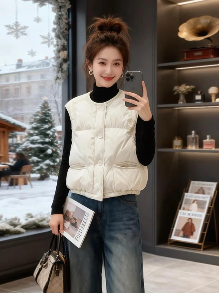 

mat Color round Ne Commute down Cotton Vest Women's New Design Sensation Warm oulder Coat Faionable Outerwear