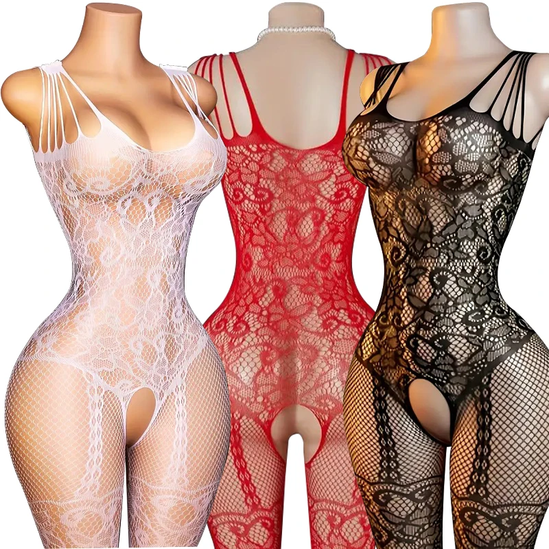 Sexy Lingerie Mesh Bodysuits Pornographic Movies Xxx Fishnet Crotchless Catsuit Babydoll Stockings Uniform Teddies Underwear Set