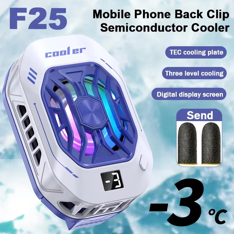 F25 Digital Display Universal Mobile Phone Cooler Semiconductor Cooling Fan Radiator for IOS Android Back-clip Heat Sink