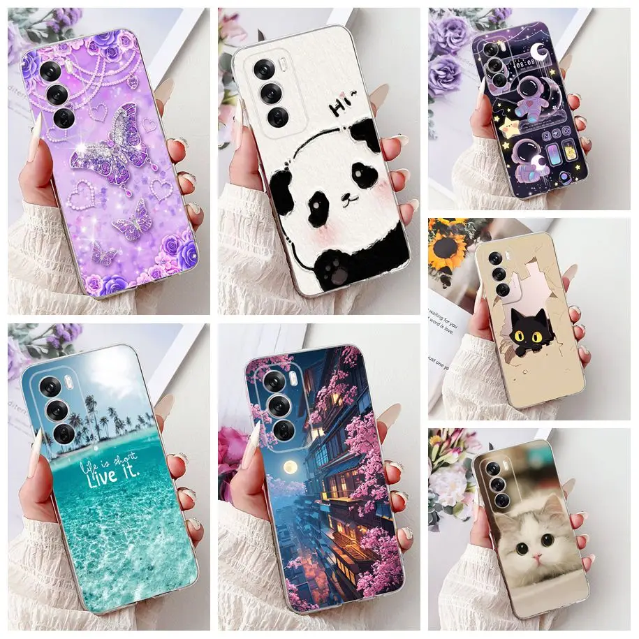 Para OPPO Reno12 Pro 5G funda CPH2629 funda transparente de silicona moda mariposa funda suave para Reno 12 CPH2625 Reno 12Pro Fundas