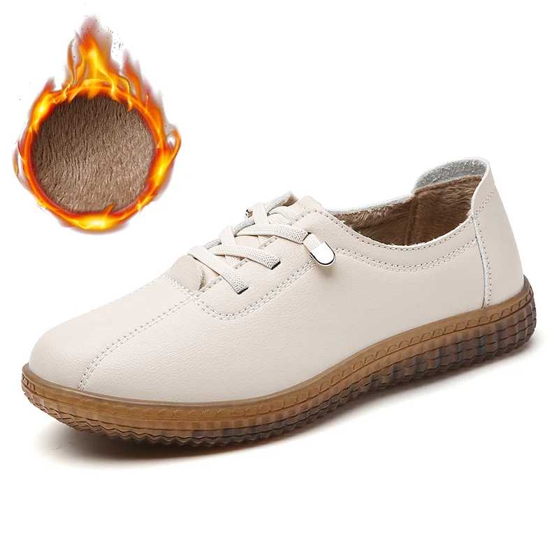 

Женская осенне-зимняя флисовая теплая, модная и повседневная женская обувь на плоской подошве, кожаная обувь, ботильоны и женские ботинки.