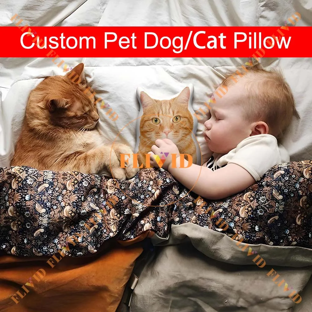 

Custom 3D Cat Shaped Pillow Creative Gifts Personalized Pet Dog Animals Photo Pillow Cushions Realistic Photo Throw Pillow Lover