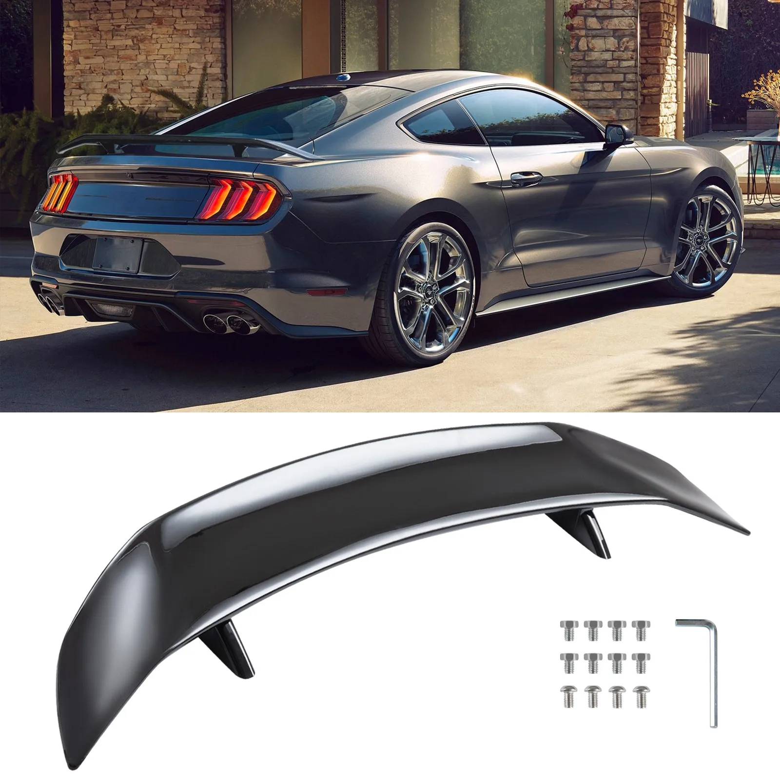 

47" Rear Trunk Spoiler Wing Tail Lip Gloss Black For Ford Mustang GT 2018