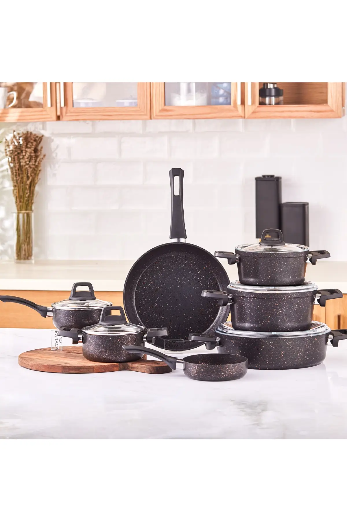 Granite pots Biogranit Blackgold 12 Piece Cookware Set frying pan