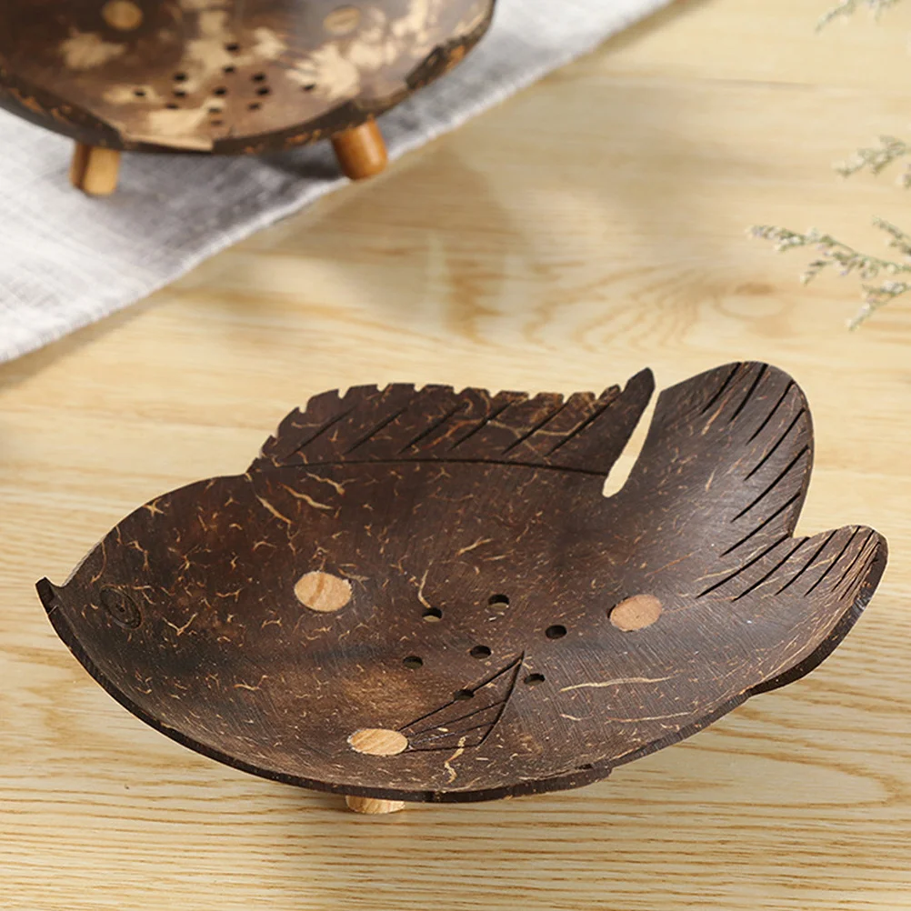 

Wooden Soap Box with Coconut Shell Design Creative Storage Holder for Bathroom Neat Soap Organization Solution