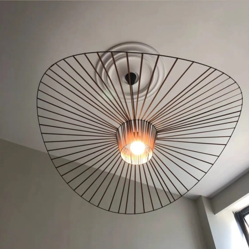 Imagem -04 - Nordic Creative Cloth Stripe Chandelier Chapéu de Palha Chandelier Lâmpada Pingente Led Designer Living Room Bedroom Restaurant And Kitchen Decor