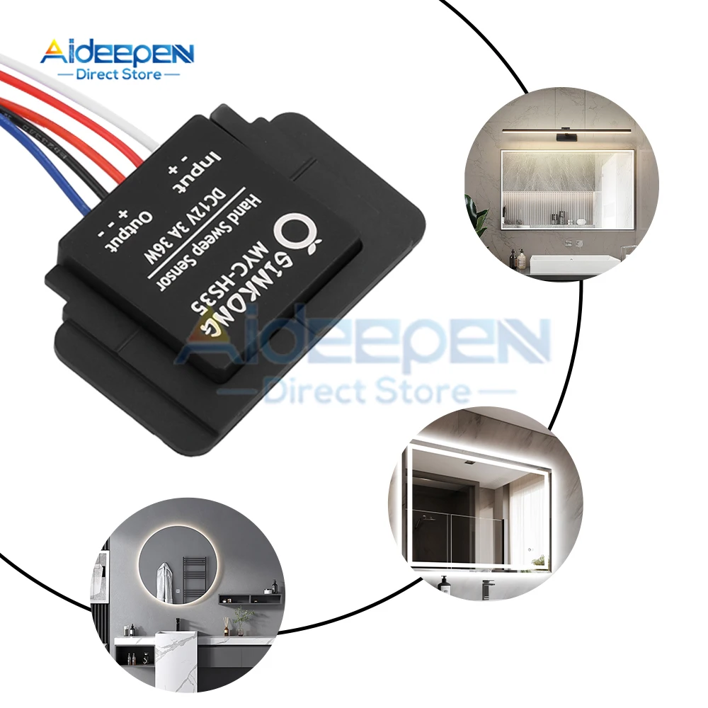 Mirror Hand Scan Dimmer Sensor Switch Bathroom Mirror DC 12V 3A 36W Makeup LED Infinite Dimming Mirror Switch