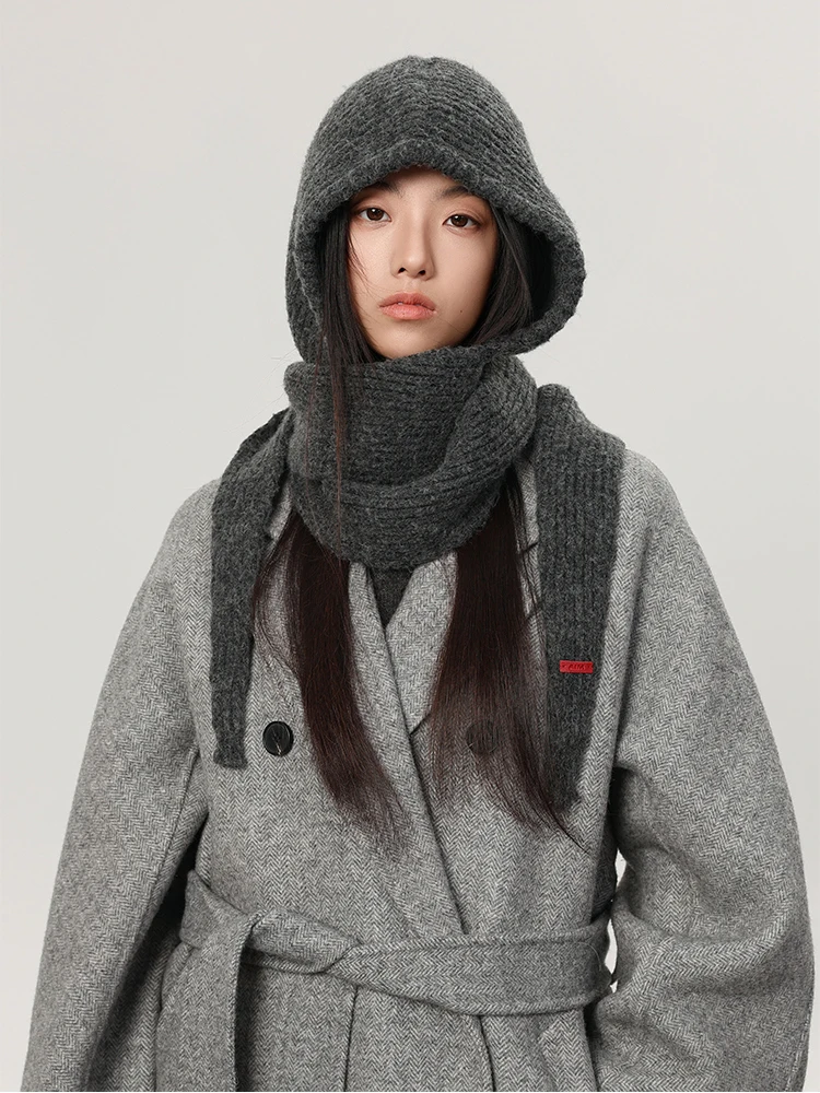 

Нежный однотонный вязаный шерстяной шарф, комплект шапки, длинная Балаклава унисекс, осень-зима, комфортный теплый шейный платок, шапка-ушанка, капюшон