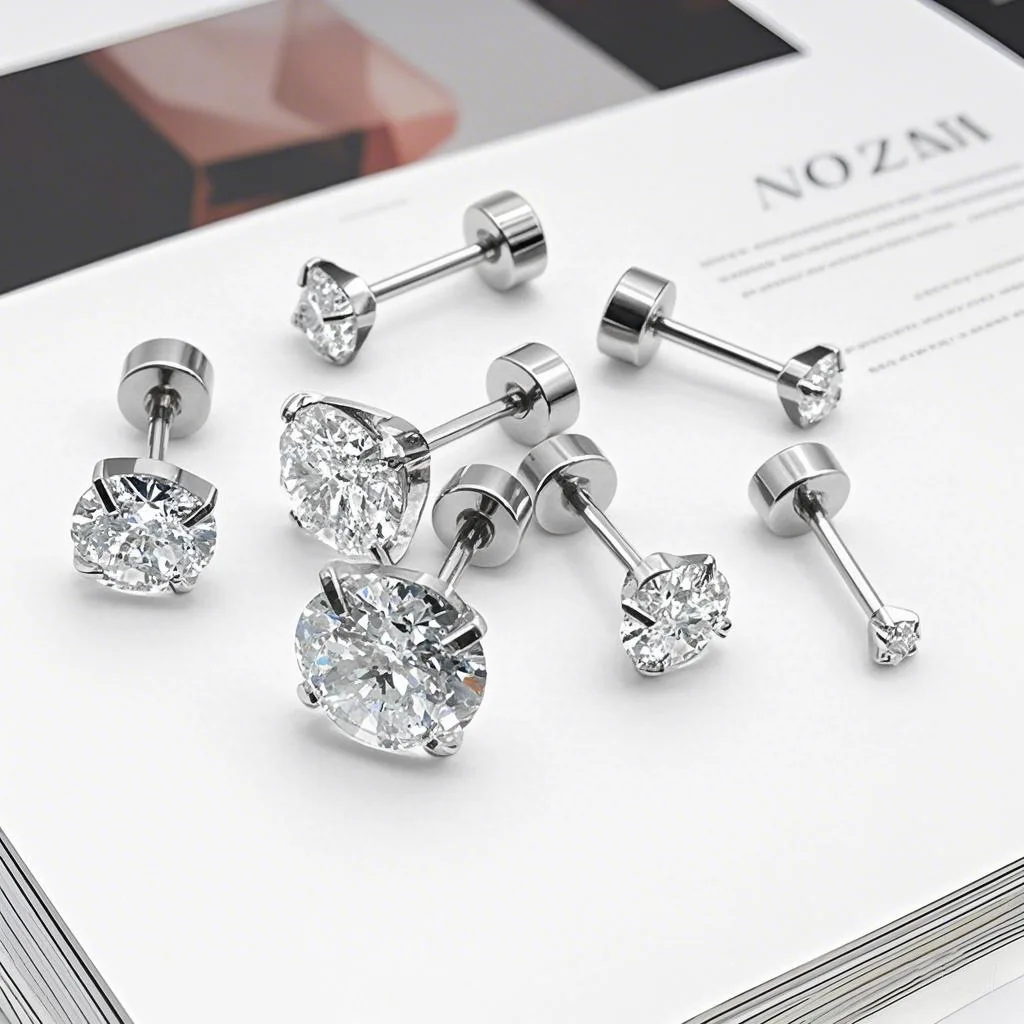Minimalistische Mode-Ohrstecker aus Zirkon und Edelstahl, Liebes-Piercing-Schmuck, AAA-Qualität, 0,8/1,2x6mm, Größe 3-8mm – Detail 5