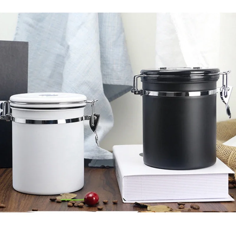 

Storage Tank Hermetic Containers for Food Dried Fruit Coffee Beans Sealed Container Tea Stainless Steel Sealed Jar With a Spoon