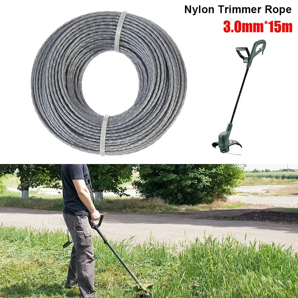 1Roll New Mowing Trimmer Wire Rope 3.0mm*15m Spiral Trimmer Line Nylon Grass Trimmer Rope Lawn Mower Accessory
