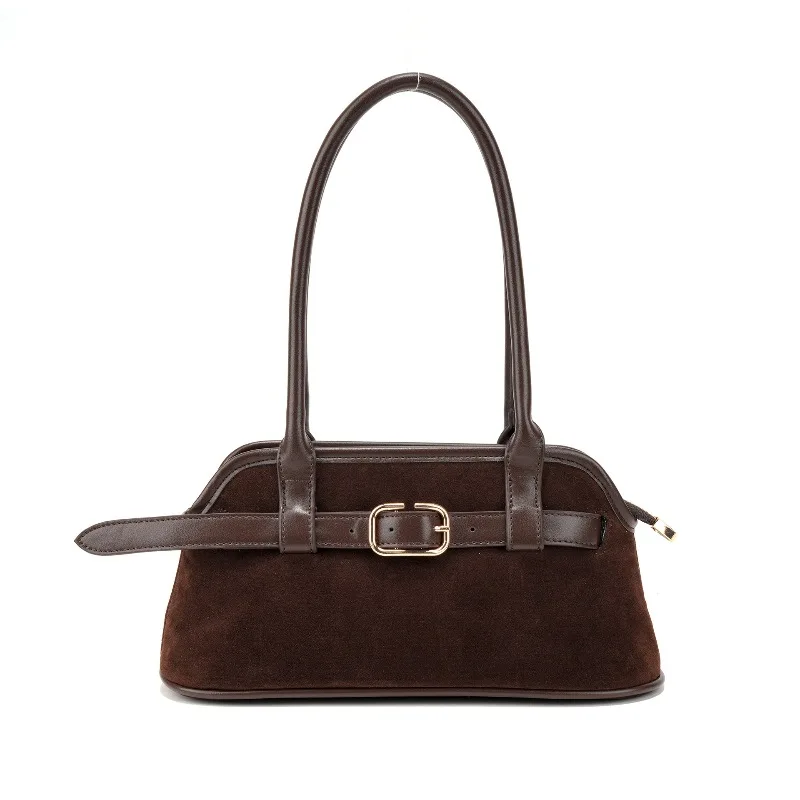 

Осень/зима Ретро мотоциклетная сумка на одно плечо из искусственной замши для женщин 2025 года, сумка с поясом, женская сумка под мышками