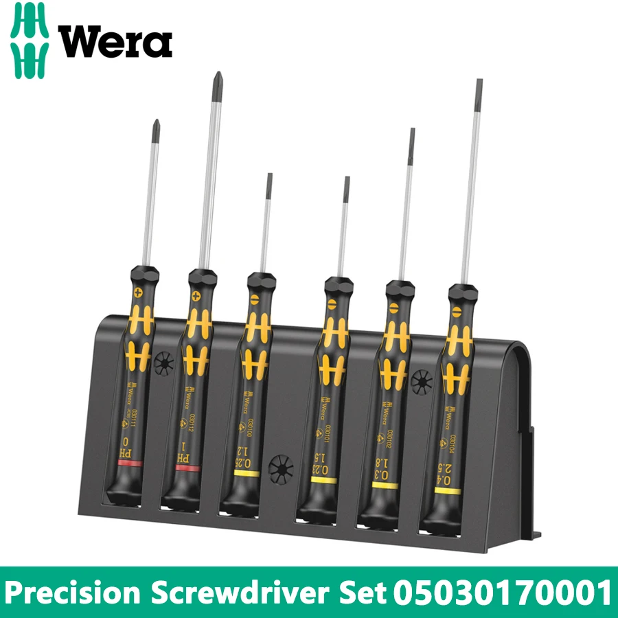 

WERA 05030170001 6 PCS Precision ESD-safe Micro Screwdriver Set for Slotted and Phillips Screwdrivers 1578 A/6 Hand Tools