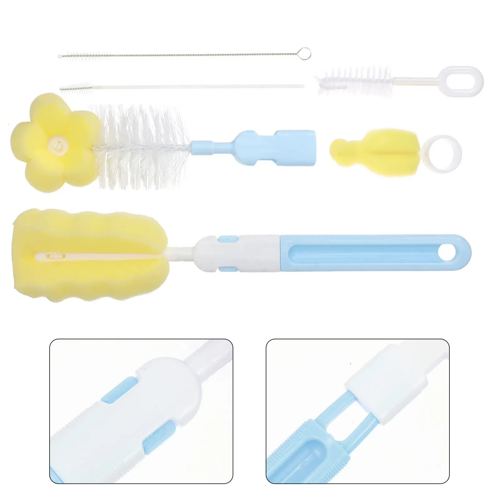 

1Set Premium PP Sponge Baby Bottle Drying Rack Set with Cleaning Brush Multi-Function Drainage Storage Holder for Kitchen