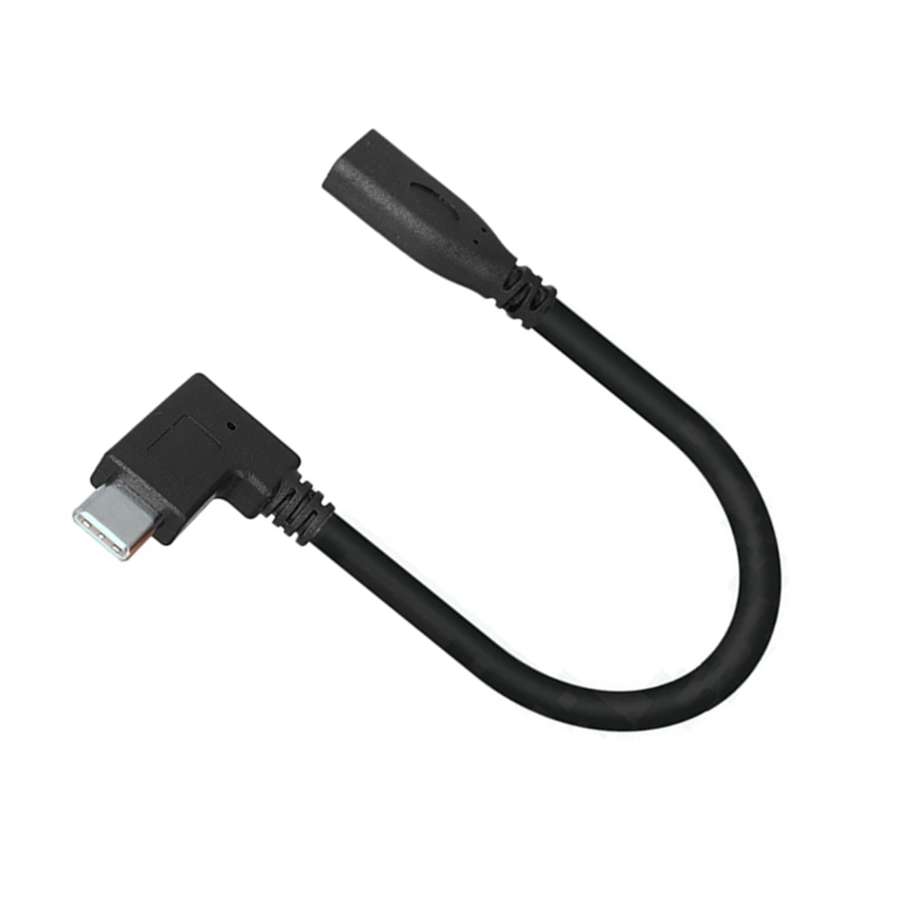 كابل تمديد الكوع الجانبي من النوع C USB3.1 ذكر إلى أنثى مطلي بالذهب كابل بيانات قصير لشحن الهاتف المحمول