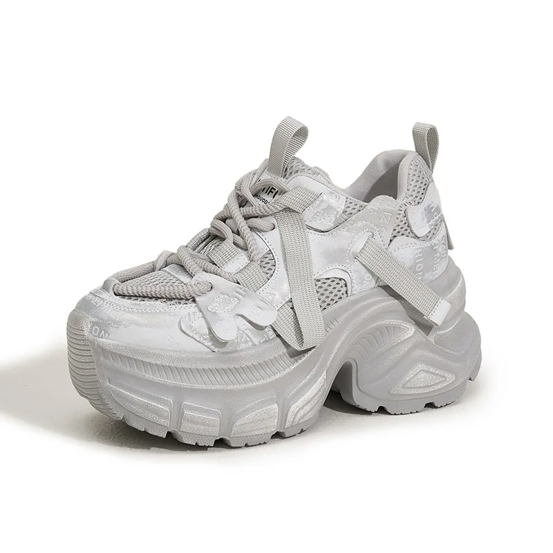 

Женская обувь, коллекция 2023 года, летние кроссовки на толстой подошве, женская дышащая вулканизированная обувь, уличная обувь для скейтборда на каблуке 10 см