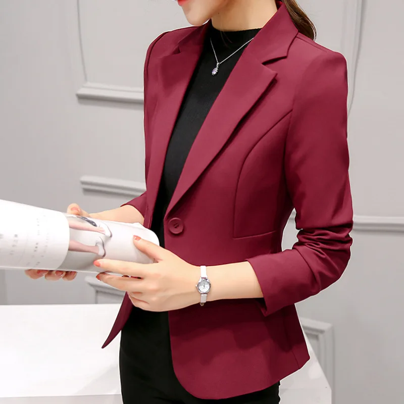 Women Blazer Black Long Sleeve Blazers Pockets Jackets Coat Slim Office Lady Jacket Female Tops Suit Blazer Femme Jackets NS5260