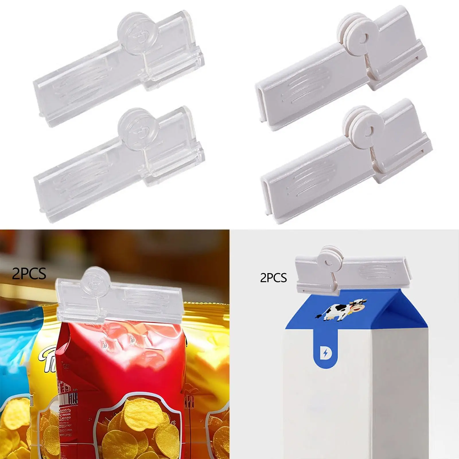 Milk Carton Sealing Clip Plastic 180 Degree Rotating Leakproof Snack Bag Seal Holder for Travel Fridge