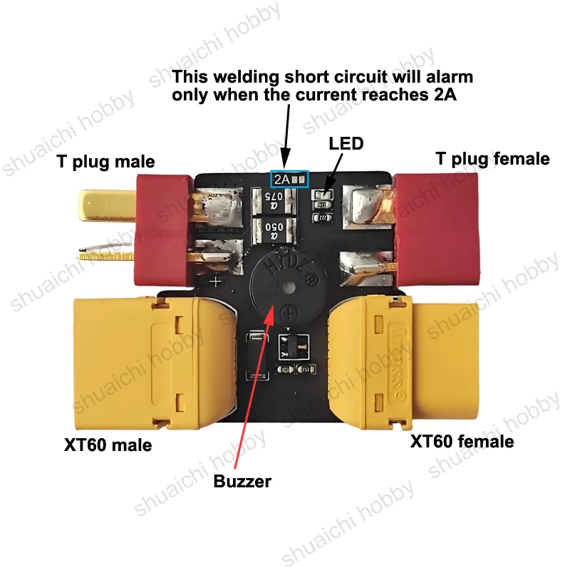 1PCS 2-8S Anti-Short Circuit Protector Short Circuit Detection Module with T Plug/XT60 Connector for Drone RC Car Ship Model