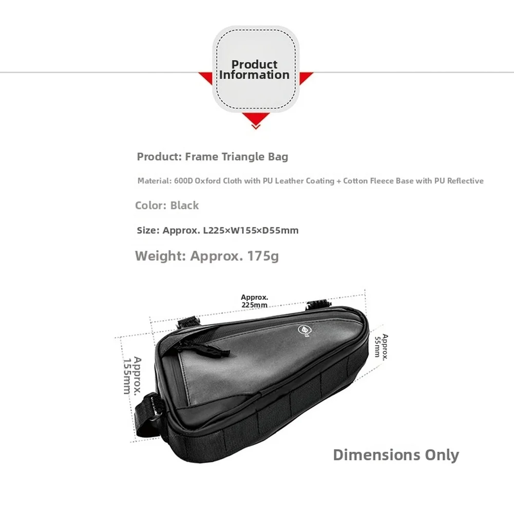 Nylon Bicycle Triangle Bag Reflective Triangle Bicycle Frame Storage Bags Black Waterproof Bike Bags Bicycle Storage Accessories