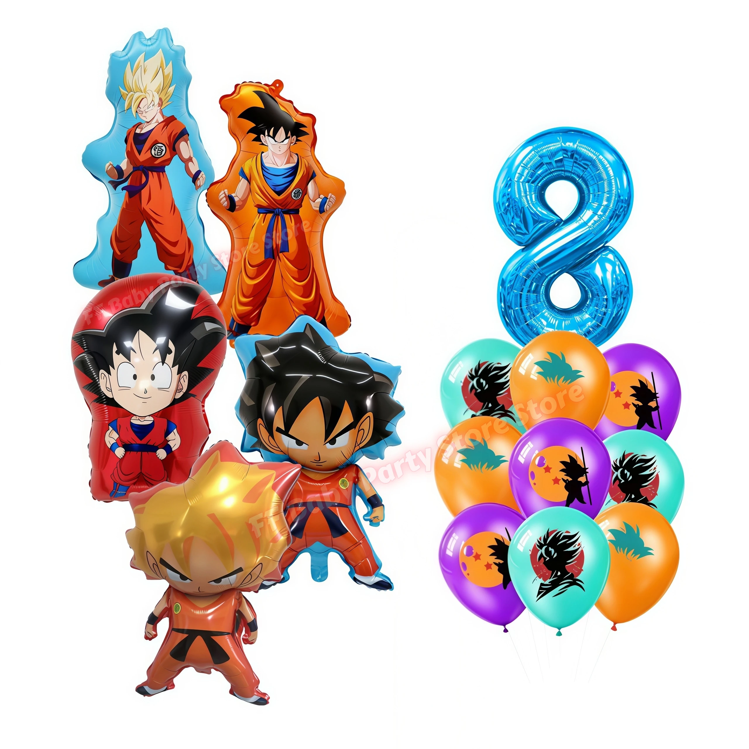 Dragon Ball Geburtstagsparty-Zubehör Son Goku Luftballons Pappbecher Teller Schlüsselanhänger Armbänder Jungen Party-Favoriten Geburtstagsdekoration – Detail 9
