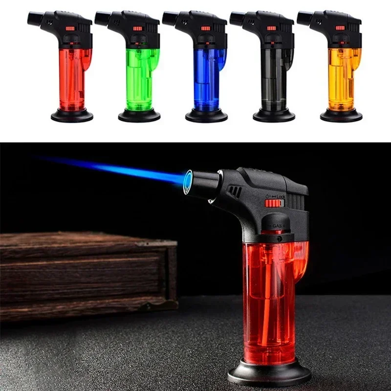 Transparent Body Design High Jet Flame Butane Gas Refillable Adjustable Butane Jet Torch Lighter Flame Ignition Tool