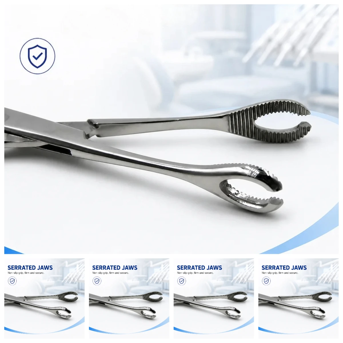 25cm Straight Sponge Forceps Stainless Steel Non-slip Surgical Clamp