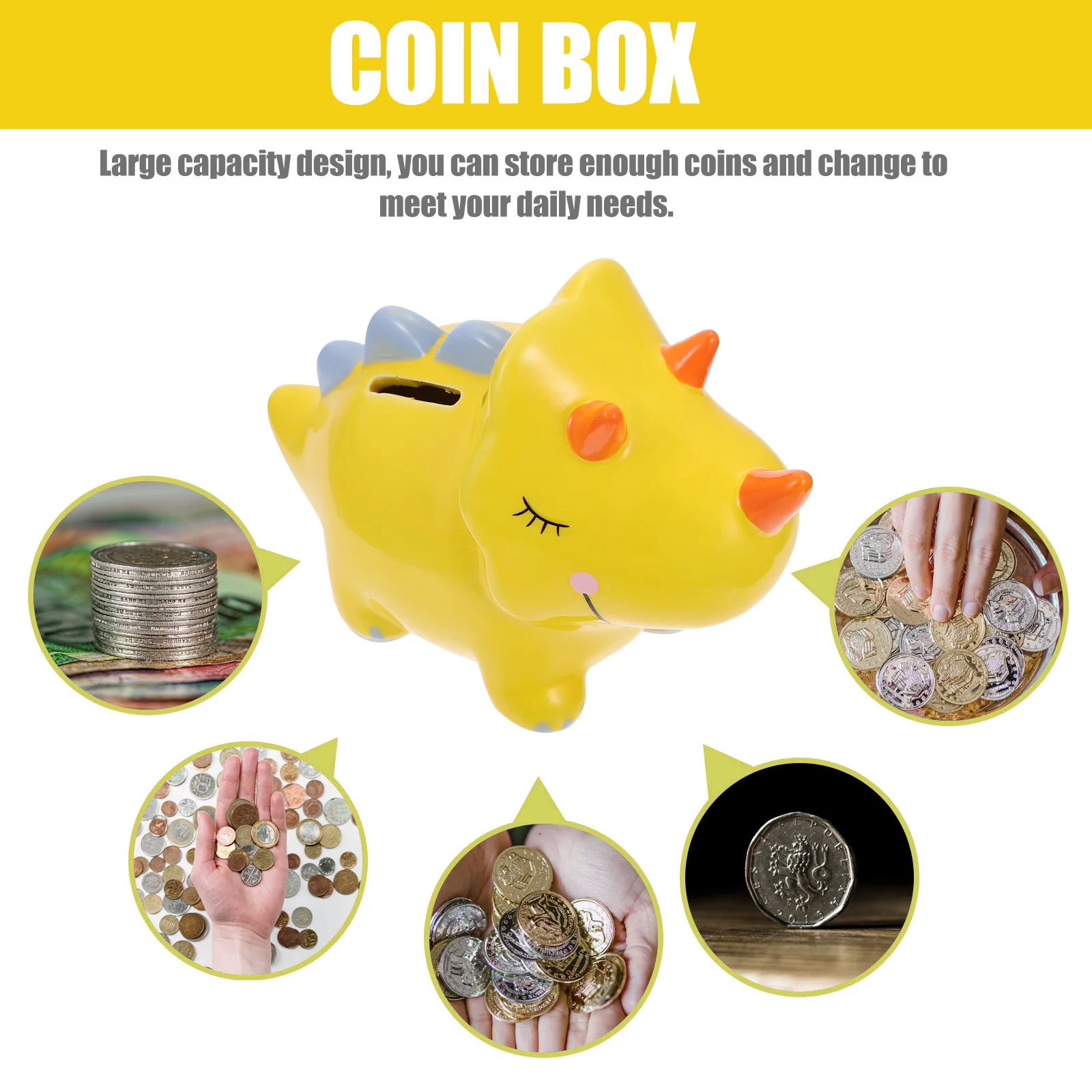 1 szt. Urocza skarbonka w kształcie dinozaura, wysokiej jakości ceramiczna skarbonka dla dzieci, duża pojemność, dekoracja na biurko do sypialni.