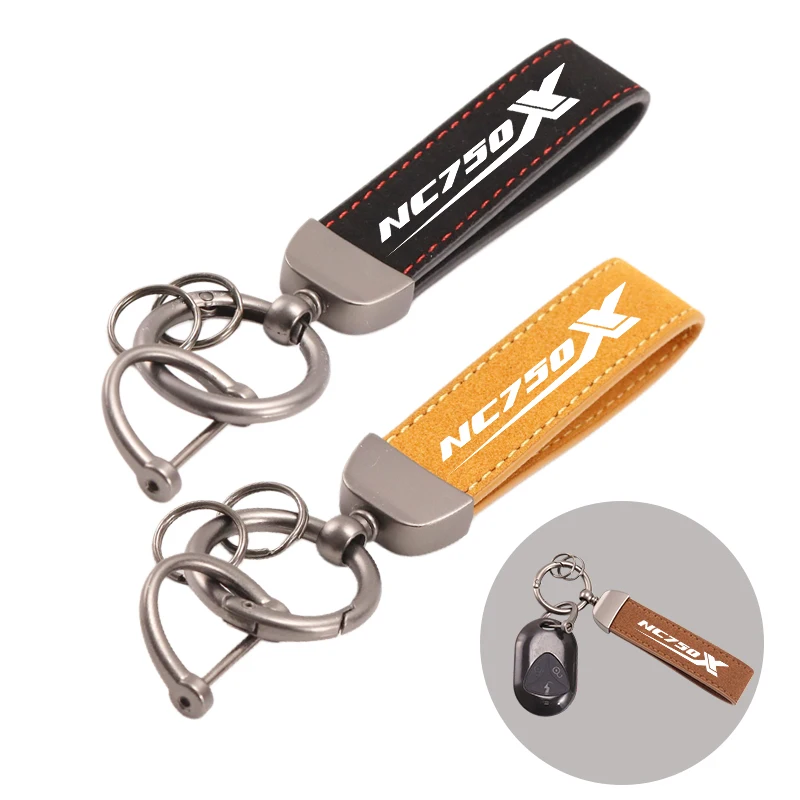 

For Honda NC750X NC 750X NC750 X 2014-2024 2026 Accessories High-Grade Leather Suede Keychain Motorcycle Key Ring