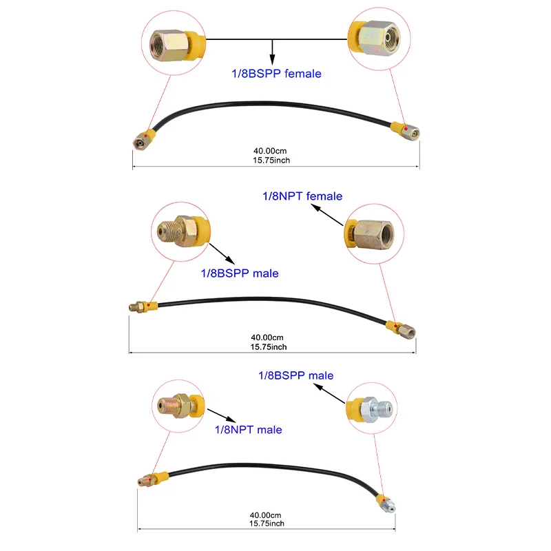 PCP Paintball High Pressure Hose Nylon Tube 300bar/4500psi HP Hoses  1/8NPT Female  Connection 13cm Long