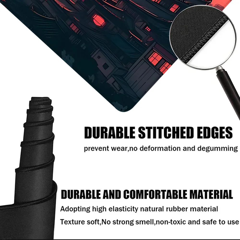 Tapete de mesa com padrão de pôr do sol, design artístico, grande, mouse pad para jogos, acessórios de escritório com base de borracha antiderrapante, borda costurada