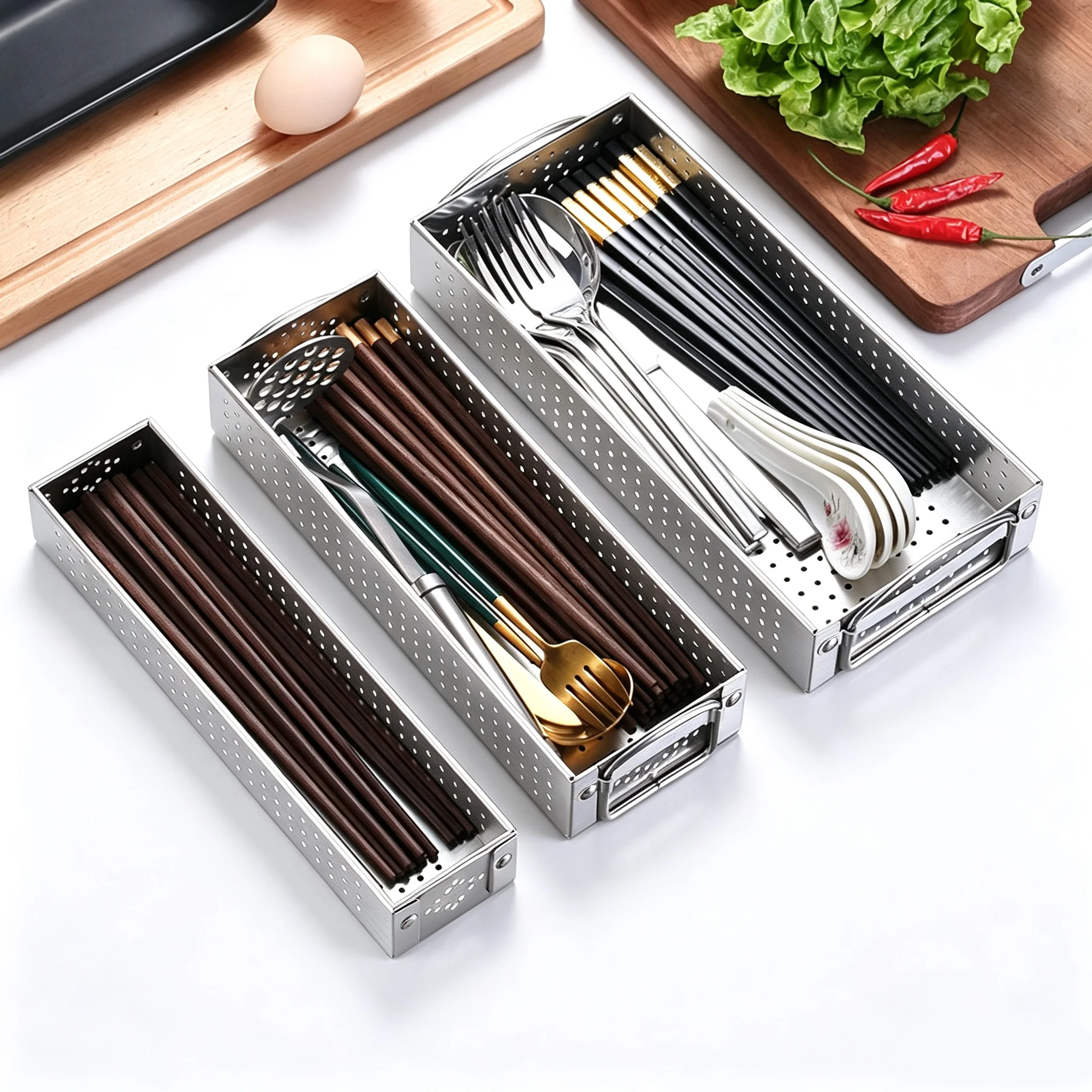 304 stainless steel disinfection cabinet refrigerator Home restaurant chopsticks box cutlery organizer box Kitchen shelf