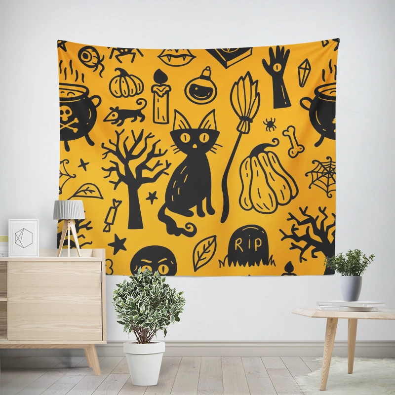 Huisdecoratie Moderne Kamer Decor Items Wandtapijt Esthetische Slaapkamer Muur Kunst Grote Stof Tapestry Halloween Herfst Grappig