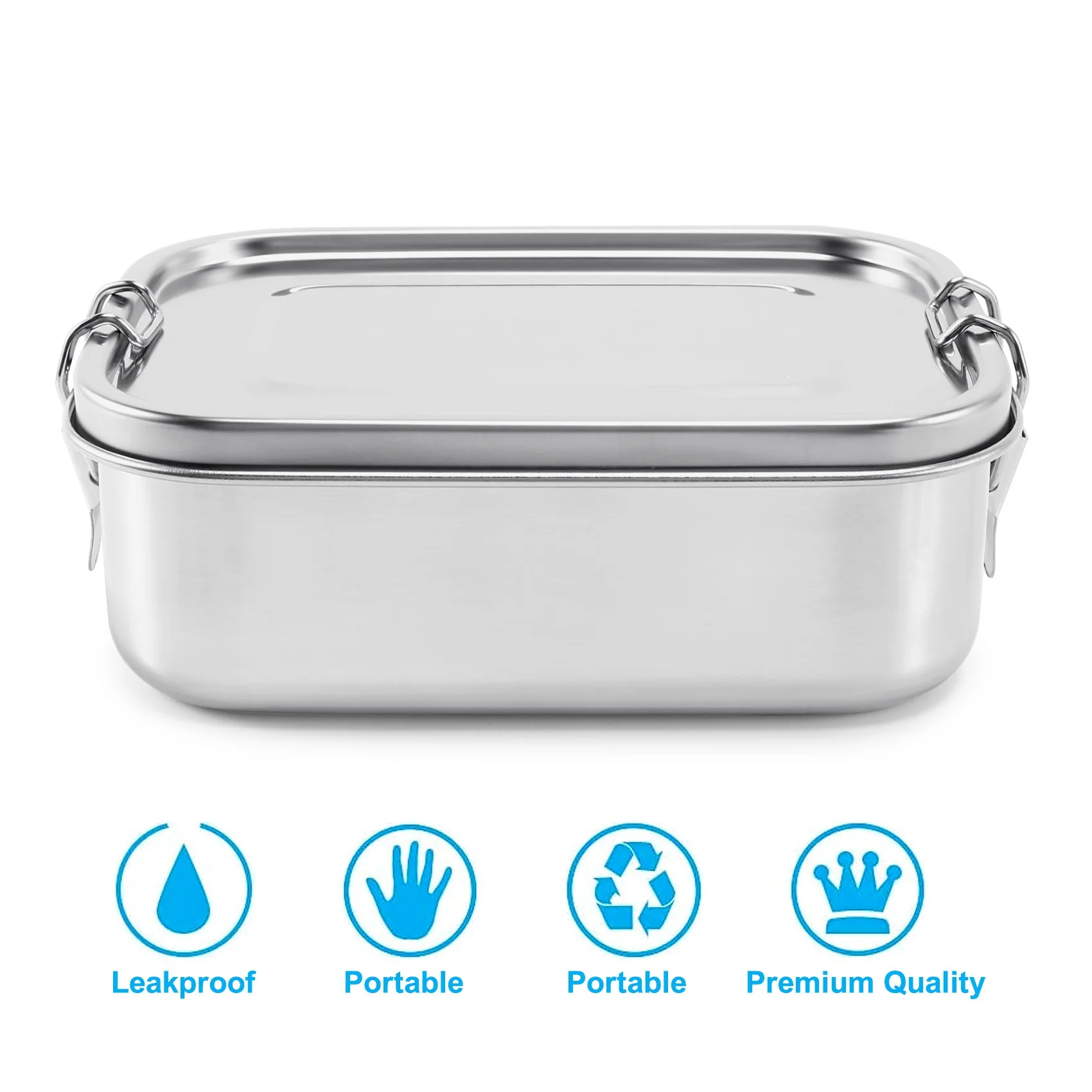 حاوية طعام غداء من الفولاذ المقاوم للصدأ عالية الجودة مع مشابك قفل وتصميم مانع للتسرب، حاوية غداء صناديق بينتو سعة 800 مل للأطفال