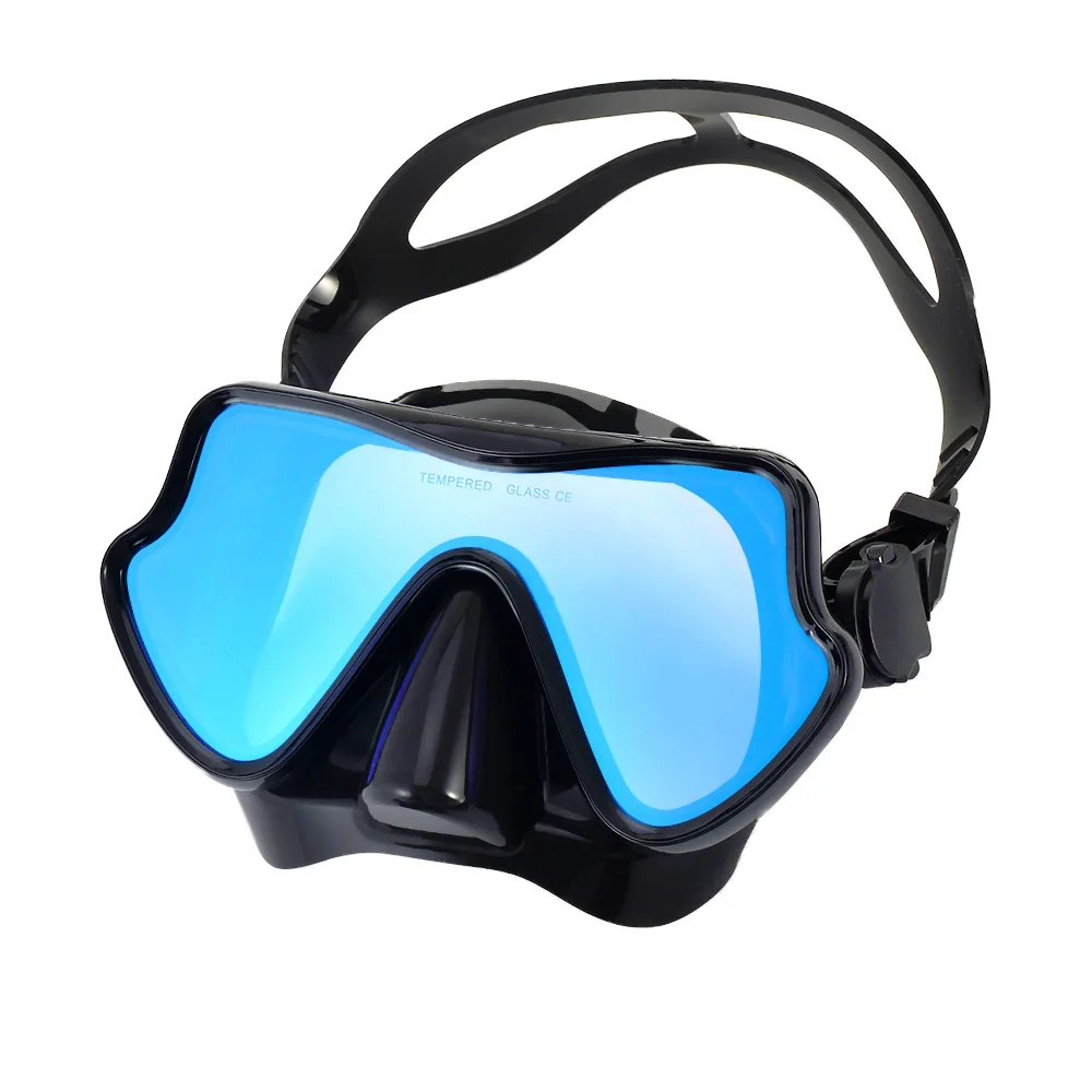 Snorkel Diving Mask Swimming Goggles Silicone Skirt Scuba Mask With Colorful Lens Tempered Glass Wide View For Adult Youth